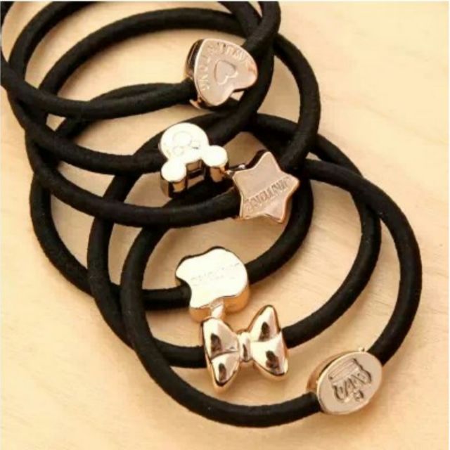 Set 5 cái cột tóc đen kèm một hoa tiết