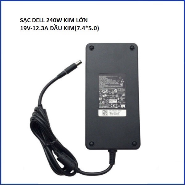 Adapter Sạc Laptop Dell 240w thân dẹt - OVAL 19.5V -12.3A ZIN bóc máy Dùng cho M6700 M6400 M6800 Tặng dây nguồn