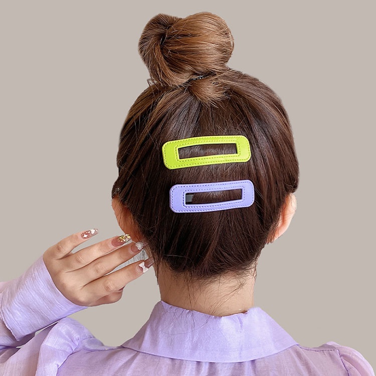 Set Kẹp Tóc Vuông Bằng Da Cao Cấp Thời Trang