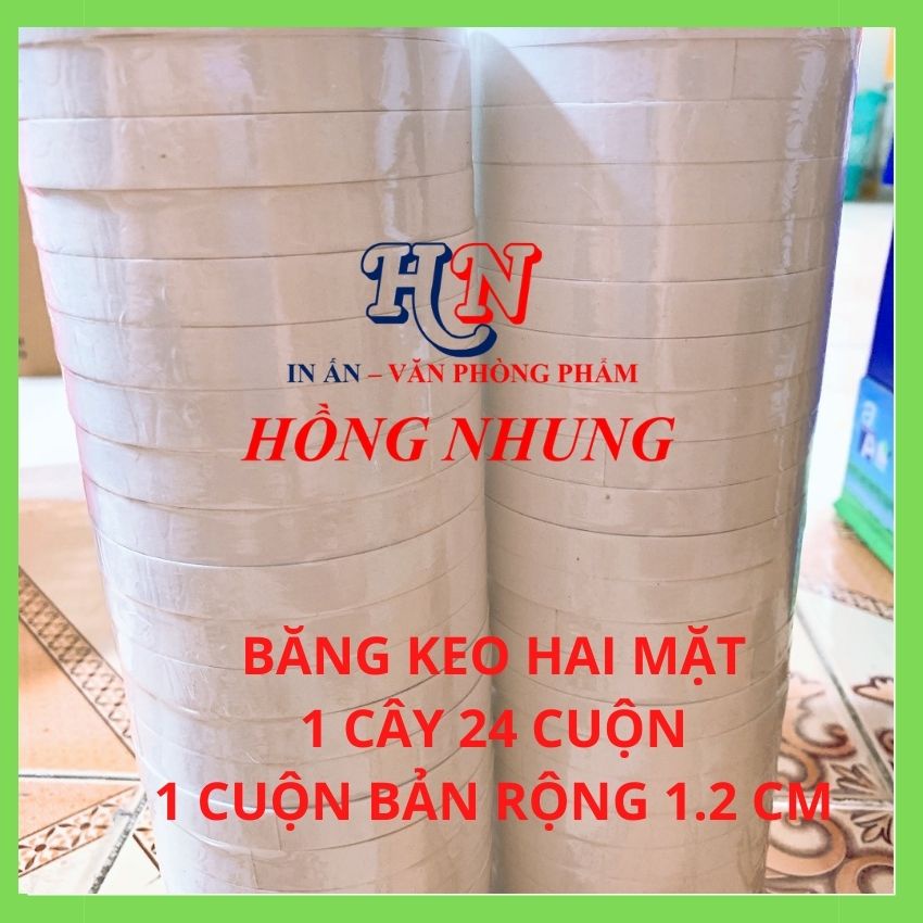 [Mới] 12 Cuộn Băng Keo Hai Mặt, Bản Rộng 1,2 P