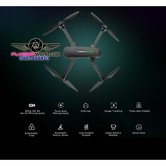 Flycam Hubsan Zino Pro Plus GPS 8km FPV Camera 4K UHD 3 trục Gimbal với 43 phút