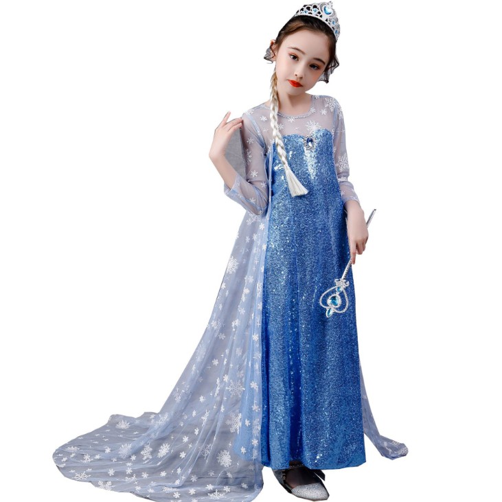 Đầm công chúa Elsa áo choàng xanh FZ-2946