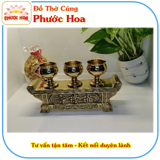 Áng 3 Phúc Lộc Thọ - Đồng Vĩnh Tiến 18cm - Tâm Linh - Phong Thuỷ - Bàn Thờ Đẹp - Đồ Thờ Cúng Phước Hoa