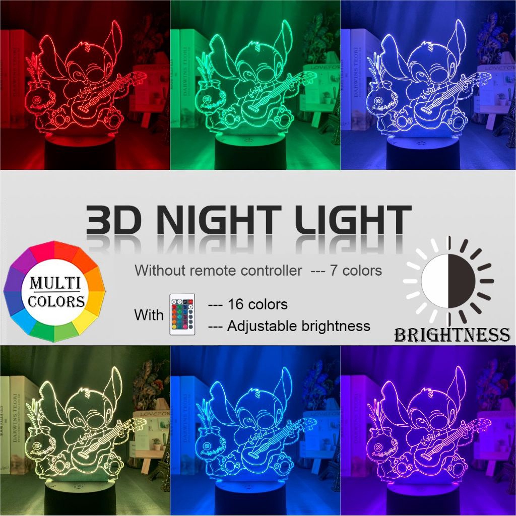 Đèn Ngủ led Nhiều Màu Hình Chú Chó stitch Dễ Thương Trang Trí Phòng Ngủ Cho Bé