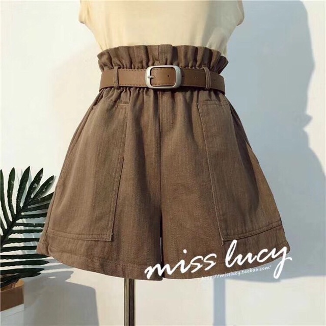 Quần đùi lưng thun kèm dây nịt