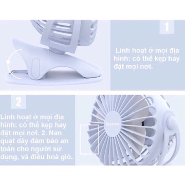 Quạt kẹp tích điện YOOBAO 6400MAH hàng cao cấp!Sỉ sll ib