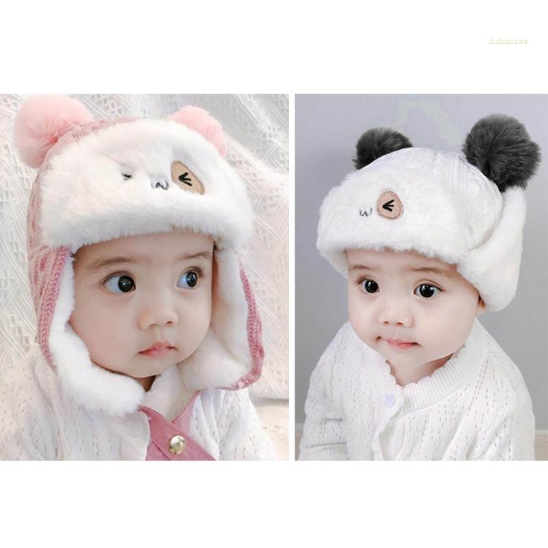 Mũ Beanie Vải Cotton Mềm Mại Dày Dặn Giữ Ấm Mùa Đông Cho Bé