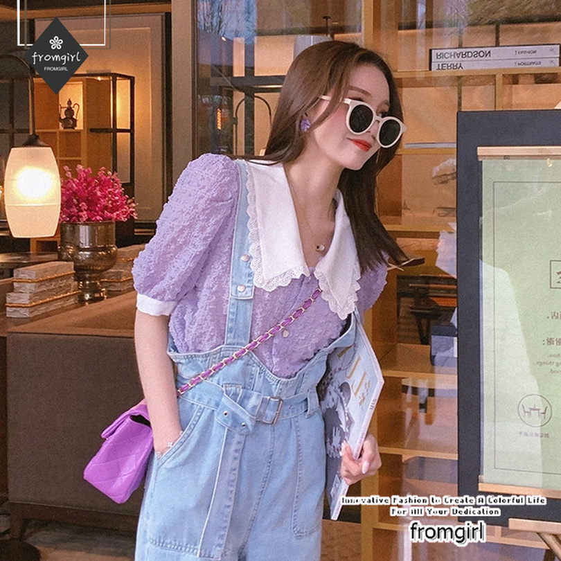 Áo Sơ Mi Vải Voan Màu Tím Kiểu Retro Thời Trang Mùa Hè
