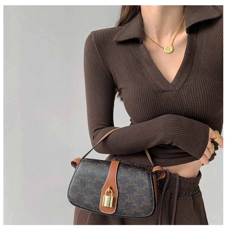 COZOK Áo kiểu polo COZOK tay dài cổ chữ V ôm dáng co giãn phong cách vintage quyến rũ dành cho nữ