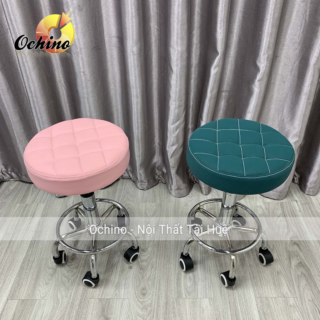 Ghế Cắt Tóc Cho Thợ Chính Cao Cấp, Ghế Xoay Spa Cao Cấp Có Bánh Xe Mẫu Tròn múi Dành Cho Phun Săm, Nối Mi