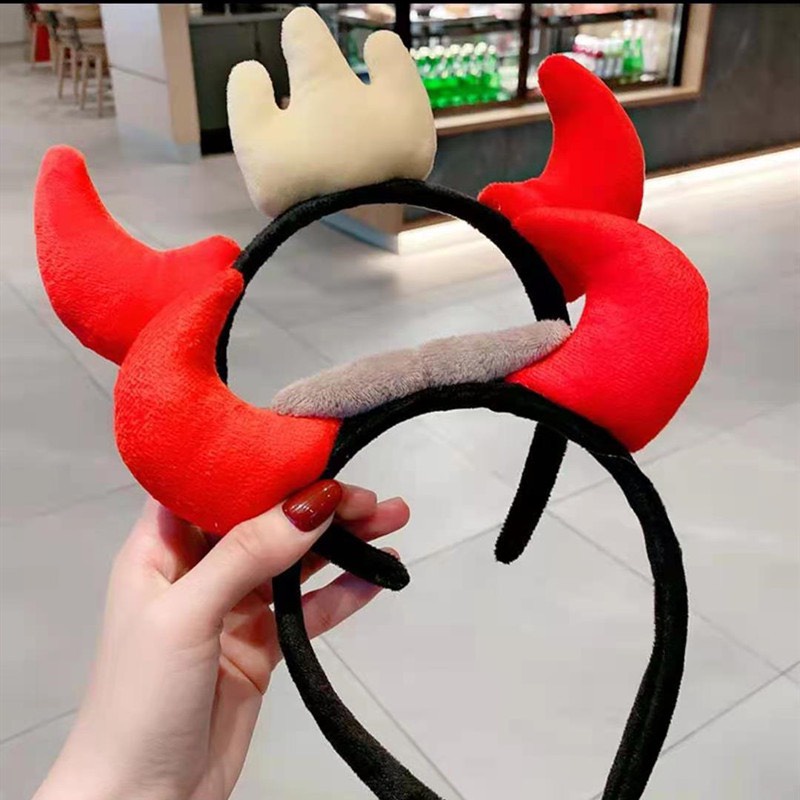 CC63 cài tóc nữ băng đô bờm tóc sừng đỏ