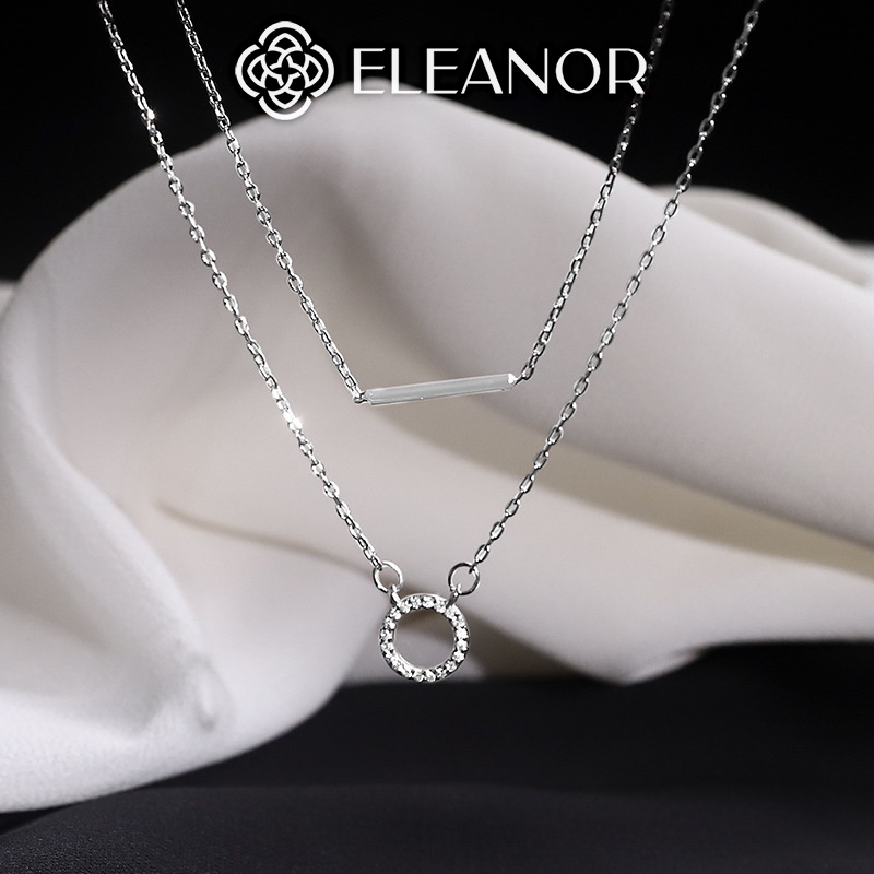 Dây chuyền layer nữ đính đá sợi kép mảnh Eleanor Accessories phụ kiện trang sức mặt tròn thanh ngang