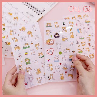 Set 6 tấm Sticker cún Shiba dùng trang trí sổ tay, nhật ký, dụng cụ học tập