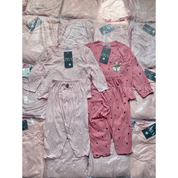 COMBO 2 BỘ LEN TĂM DÀI TAY VIỀN BÈO HỒNG HÌNH CÁO BÉ GÁI