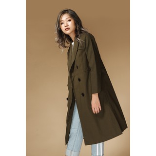 20Again - Áo Khoác Kaki Dáng Dài 2 Hàng Cúc