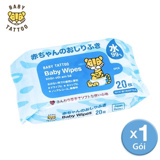 BABY TATTOO Khăn Giấy Ướt Cao Cấp Không Mùi, Gói 20 miếng
