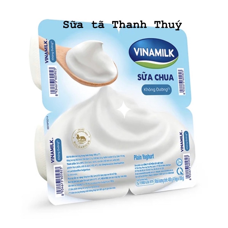 Sữa Chua Ăn Vinamilk Không đường - Vỉ 4 hộp x100gr