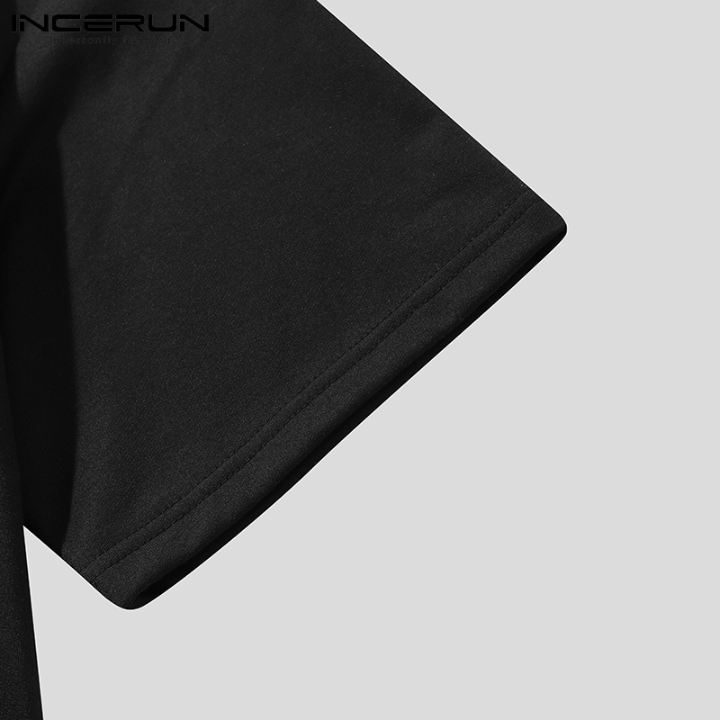 Áo thun INCERUN dáng rộng tay ngắn phối cắt rỗng nam tính