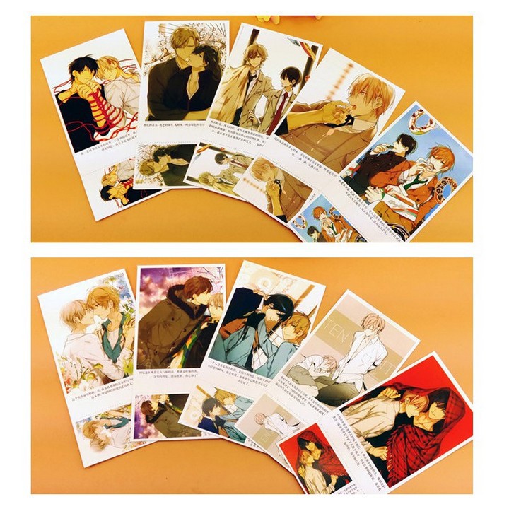 Postcard Ten count hộp ảnh bộ ảnh có ảnh dán + lomo + postcard bưu thiếp anime chibi quà tặng độc đáo