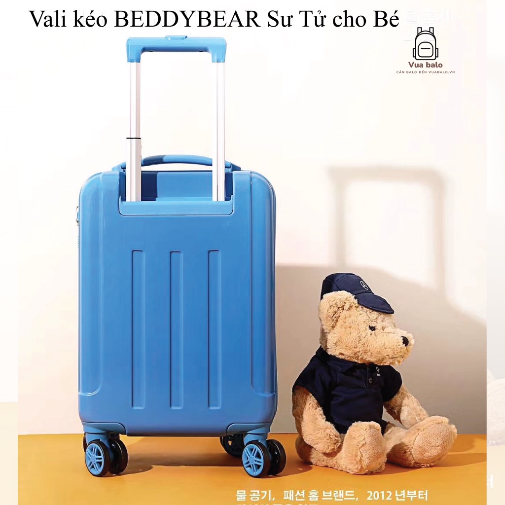 HOT Vali Kéo cho Trẻ Em BEDDYBEAR 17 inch in hình dập nổi 3D Sư Tử Chống va đập Bánh xe đôi xoay 360 độ Bảo hành 2 năm