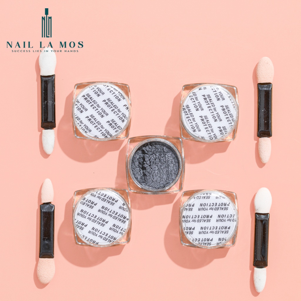 Bột tráng gương màu đen trang trí móng tay