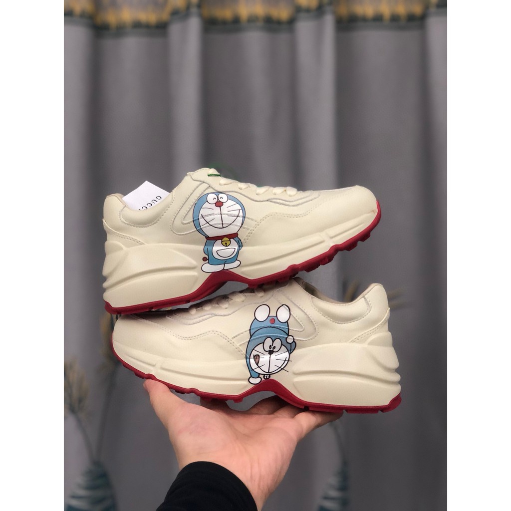 ❏℗¤Gucci Spring / Summer 2021 new series Rhyton classic Doraemon in Daddy giày thời trang casual all-match trắng nam