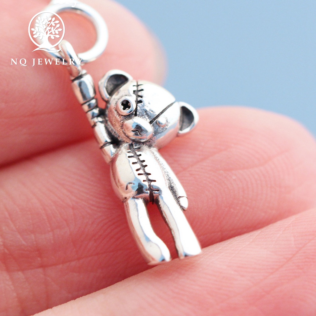Charm bạc treo con rối hình gấu - NQ Jewelry