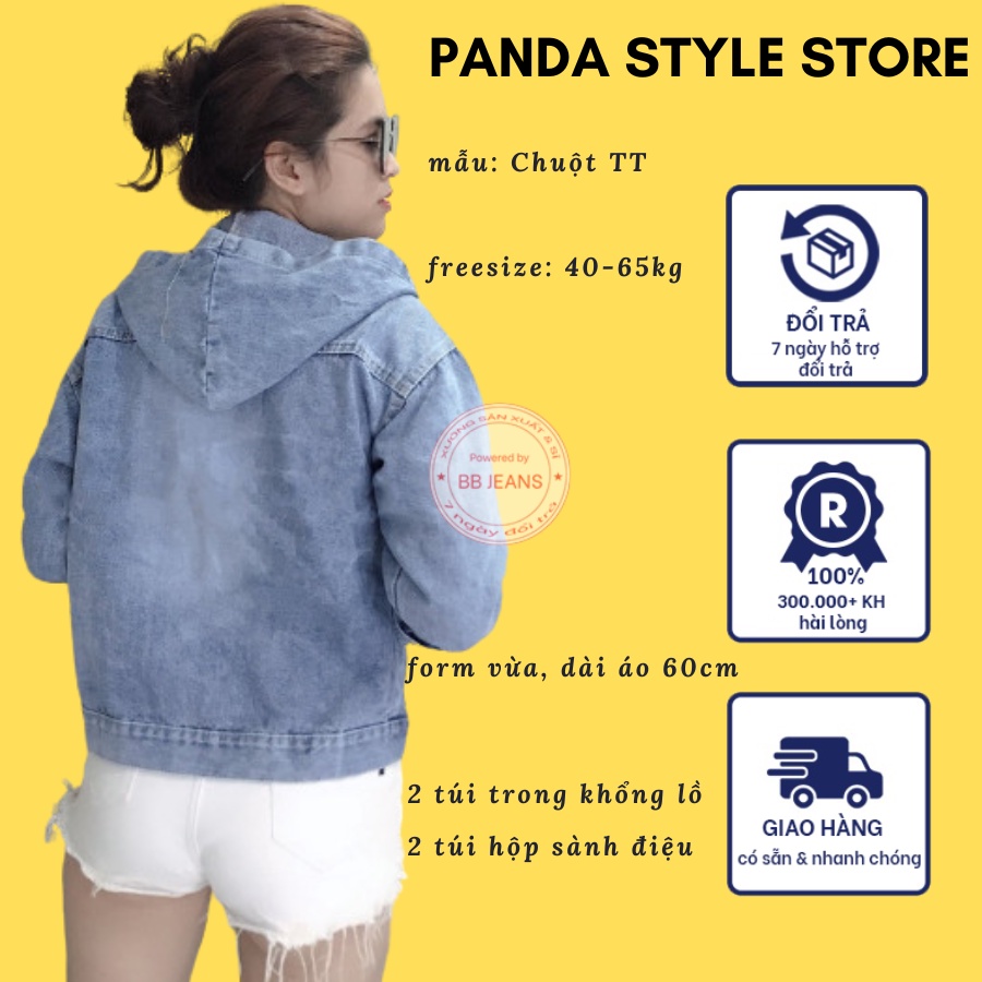 Áo khoác jean nữ form vừa có túi chứa điện thoại cực đỉnh size 40-64kg