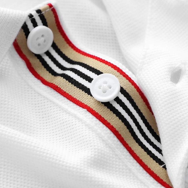 Áo Thun Nam Polo BURBERRY VIỀN ĐỎ LONDON ENGLAND 8 MÀU Vải Dệt Kim Cao Cấp Sang Trọng