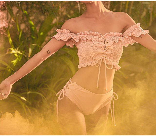 Bộ bơi nữ , bikini 2 mảnh đan ngực tay ngang Hàn Quốc | BigBuy360 - bigbuy360.vn