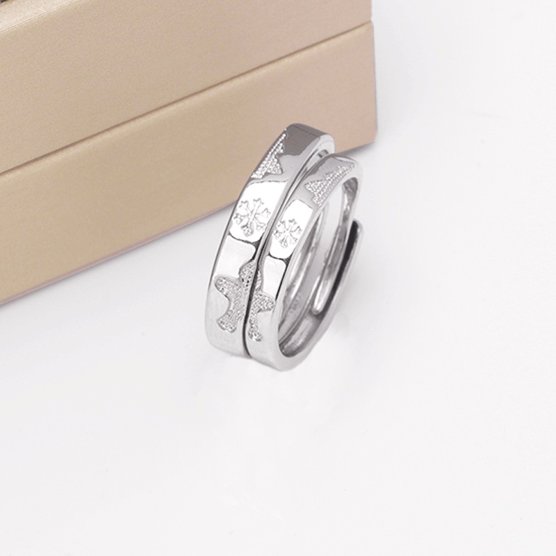Cặp Nhẫn Đôi Hình Hoa Tuyết Giáng Sinh Năm Mới Phong Cách Âu Mỹ Dành Cho Nam Và Nữ