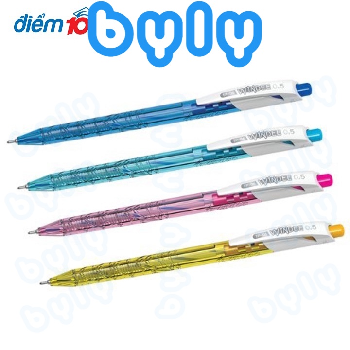Bút bi dạng bấm mực màu xanh Windee Điểm 10 TP-06 Ngòi 0.5mm - ByLy Store