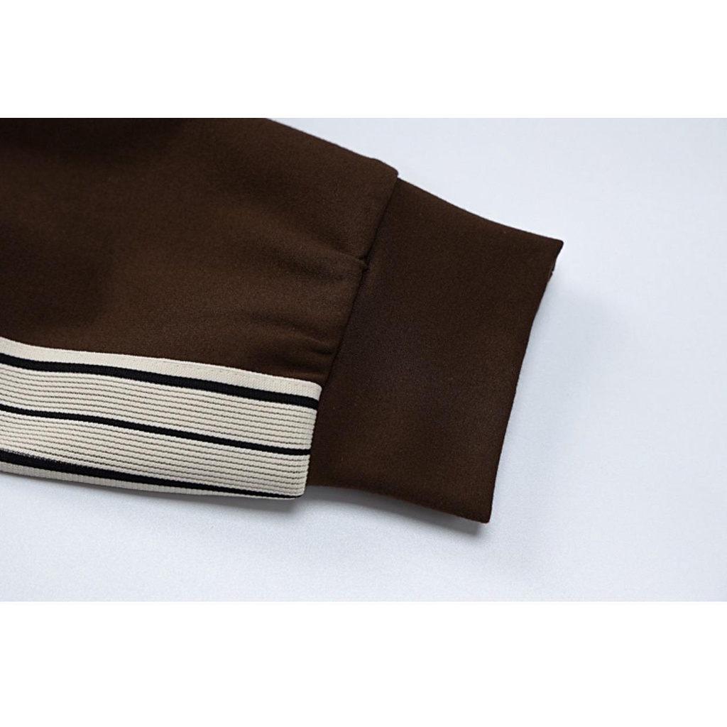 Áo Sweater Tay Dài Kẻ Sọc Phối Khóa Kéo Thời Trang Đường Phố Cá Tính Cho Nữ