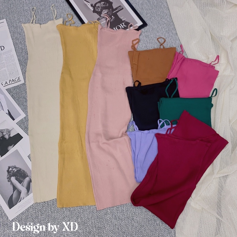 VÁY BODY LEN 2 DÂY DÁNG DÀI ÔM SEXY HÀNG QUẢNG CHÂU MS13201