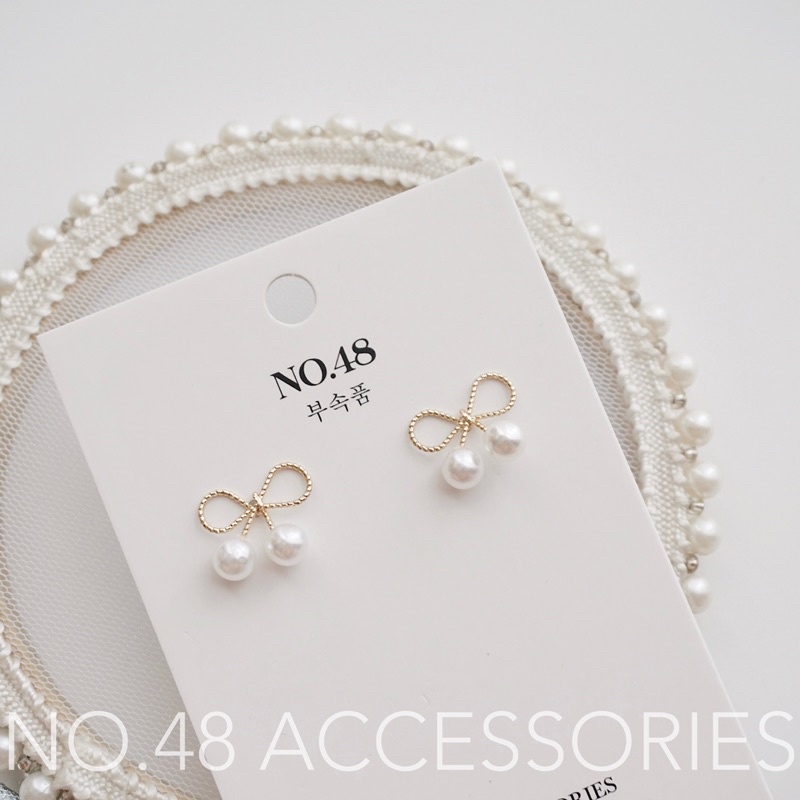 Khuyên tai bông tai ngọc nơ nhỏ phong cách Hàn quốc NO.48 accessories - 461