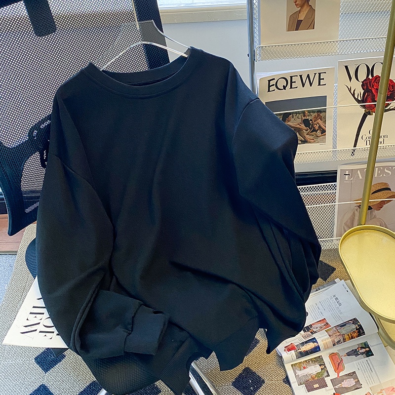 ZHELIHANGFEI Áo Thun Sweater Dáng Rộng Tay Dài In Họa Tiết Kiểu Retro Mỹ Dễ Phối Đồ