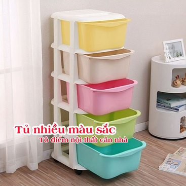 Tủ đa sắc 5 tầng Việt Nhật, tủ nhựa 5 tầng có bánh xe đựng quần áo, đồ dùng đa năng tiện ích (MS:3638) -Buôn rẻ 01265