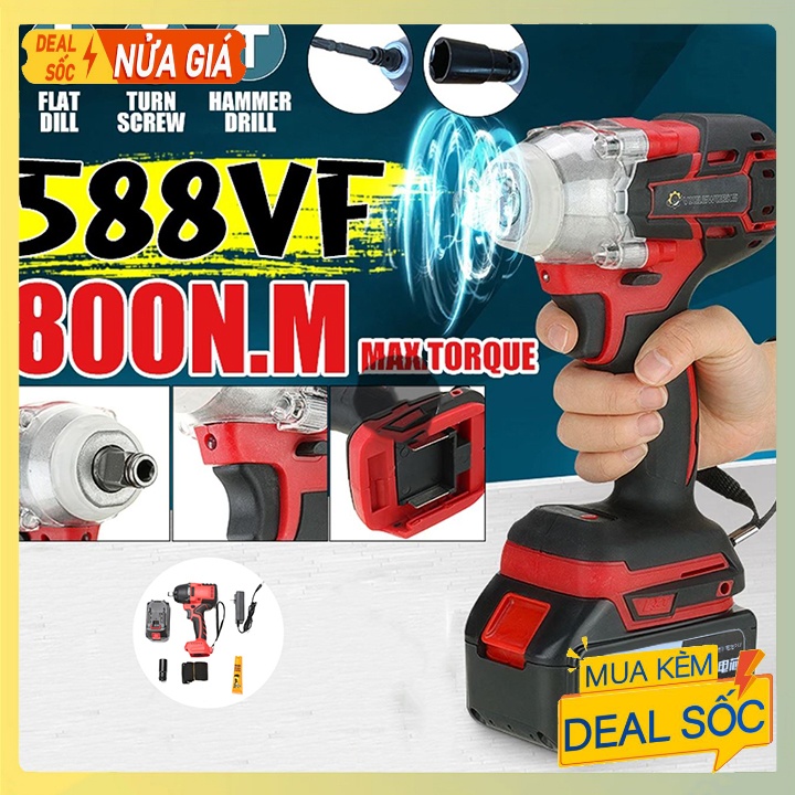 Máy Vặn Bulong, Máy Mở Ốc, Siết Ốc KETEWE Pin 10 Cell