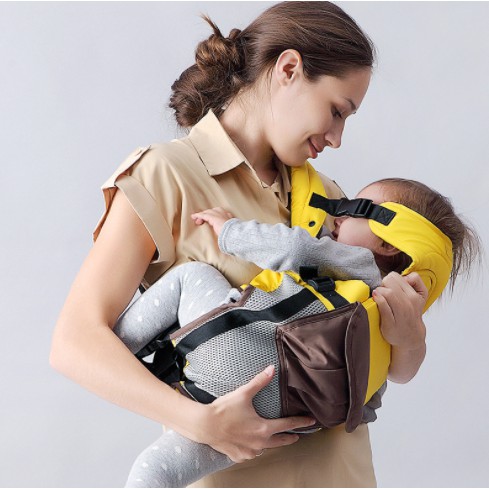 Địu em bé 6 tư thế Baby Deer vải contton thoáng khí cho trẻ sơ sinh từ 0 - 24 tháng đai an toàn cho bé