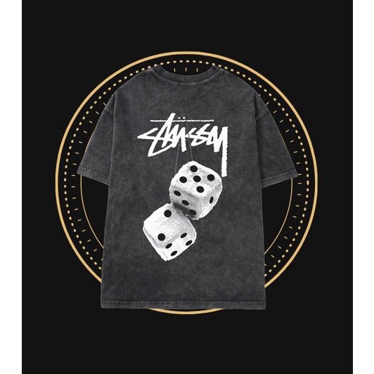 Áo thun Unisex Stüssy Xúc Xắc Màu Sắc Trắng