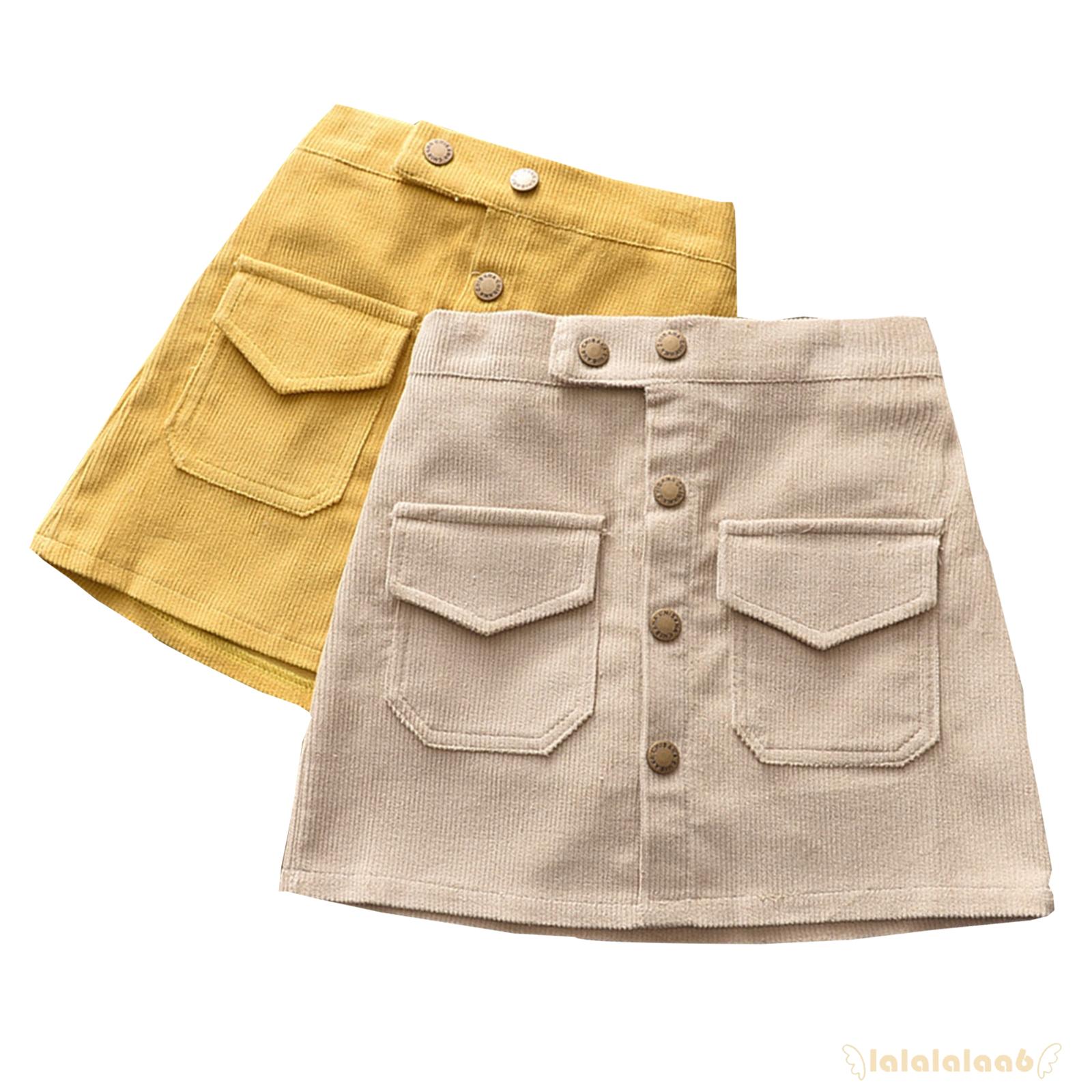 ◕ω◕Girls Corduroy Versatile Buttock Wrapping Half Length Skirt