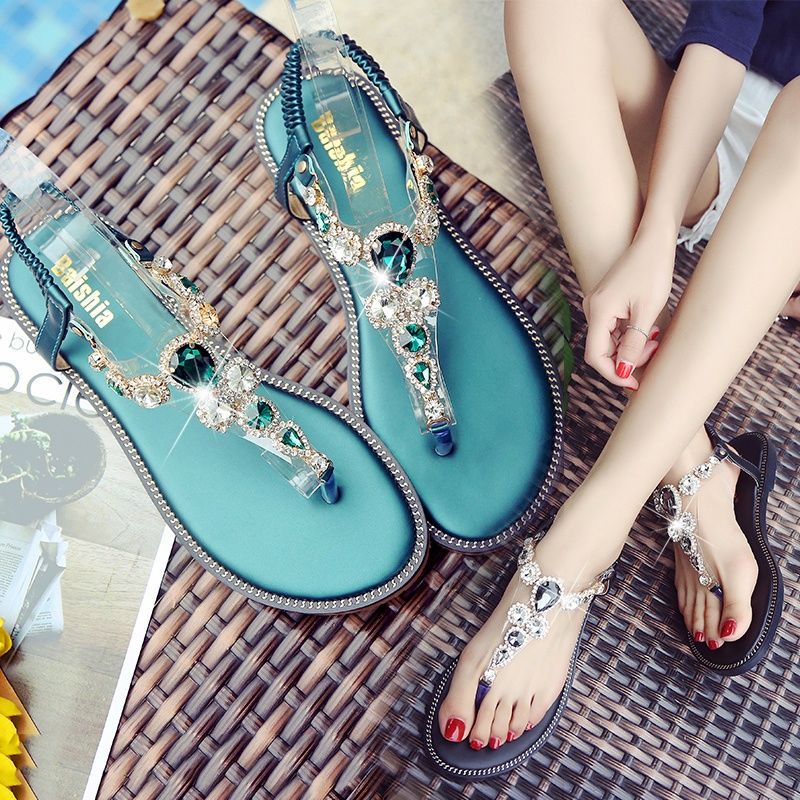 Giày Sandal Xỏ Ngón Đế Mềm Đính Đá Thời Trang Đi Biển 2022 Cho Nữ yuenanxiebao.vn 7.30