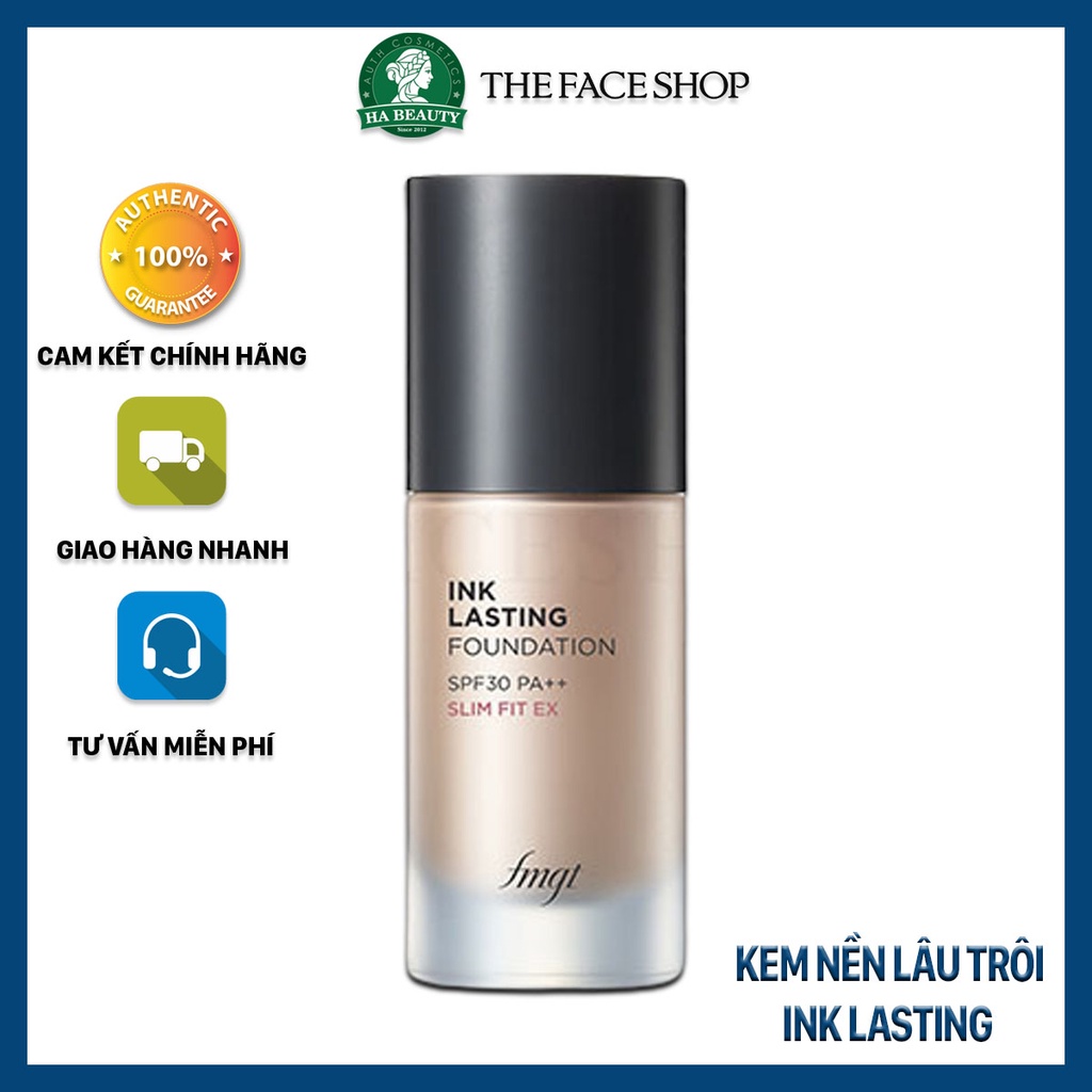 Kem nền che khuyết điểm trang điểm đa năng dưỡng ẩm lâu trôi The Face Shop Ink Lasting Foundation Slim Fit Ex SPF30 PA++