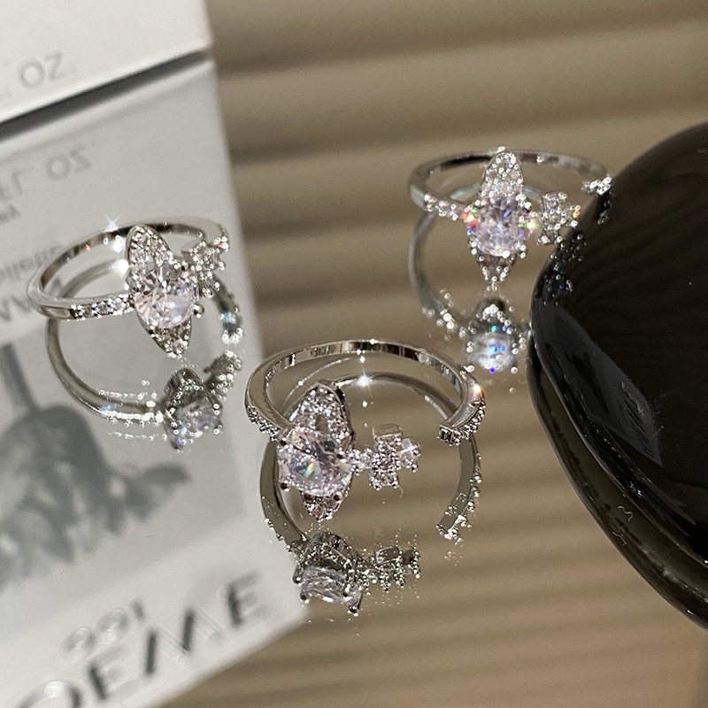 Nhẫn Hở Đính Đá Zircon Hình Hành Tinh Thời Trang Ngọt Ngào