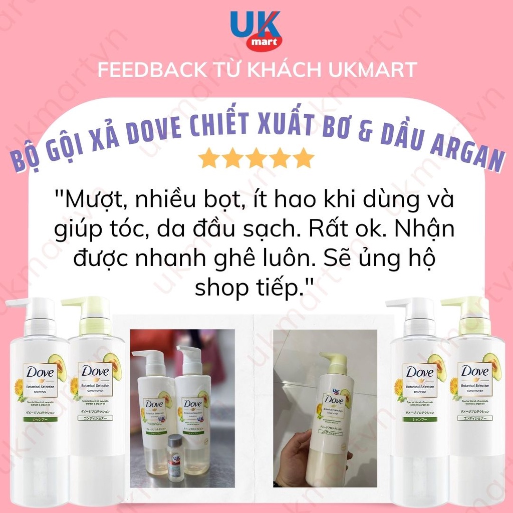 Dầu Gội Dầu Xả Phục Hồi Tóc Hư Tổn Dove Chiết Xuất Bơ &amp; Dầu Argan Thực Vật 500g