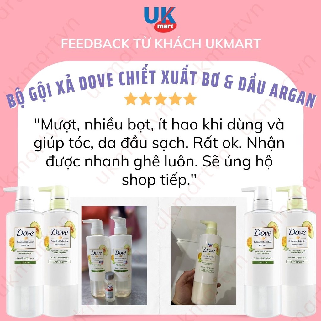 Dầu Gội Dầu Xả Phục Hồi Tóc Hư Tổn Dove Chiết Xuất Bơ & Dầu Argan Thực Vật 500g