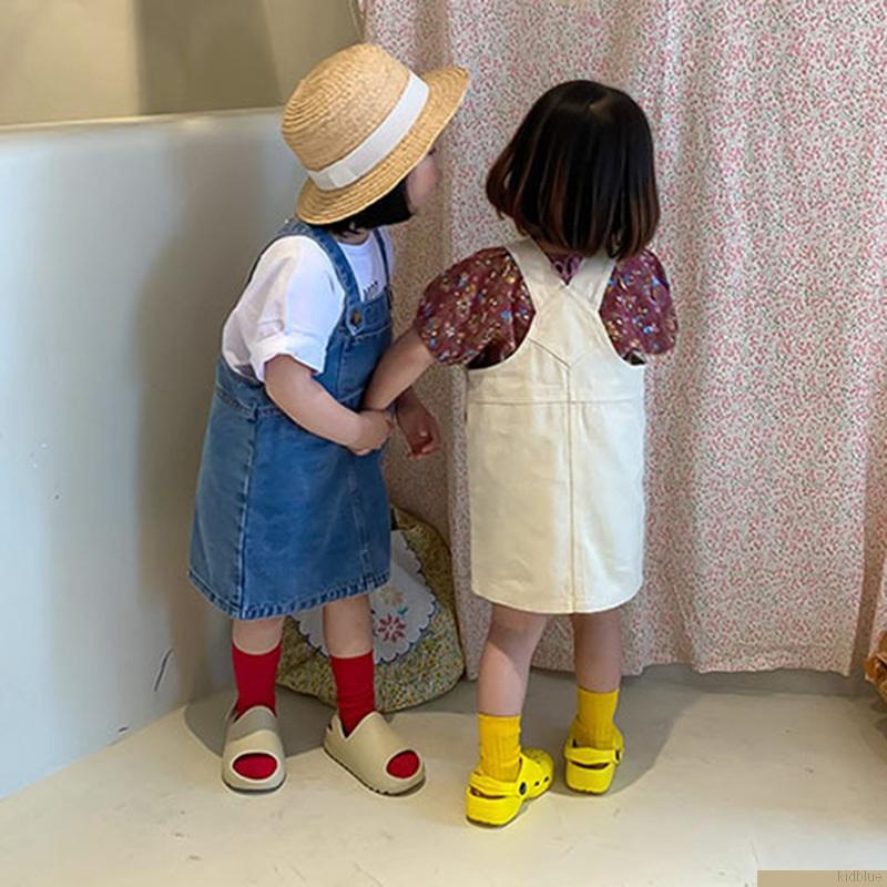 Đầm yếm denim phong cách phương Tây dễ thương dành cho trẻ em