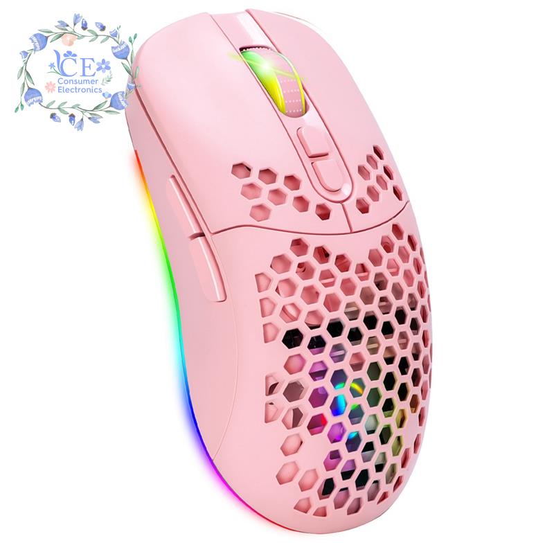 Chuột chơi game không dây USB 2.4G thiết kế lỗ tổ ong màu RGB