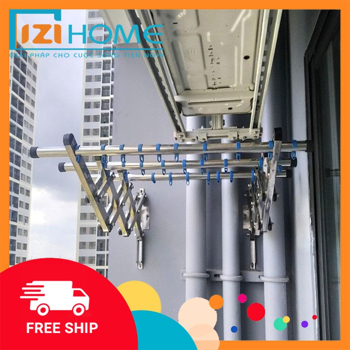 {MIỄN PHÍ SHIP, INOX 304} Giàn phơi thông minh gắn tường INOX 304, phi 32, dày 7 zem, dài 1m