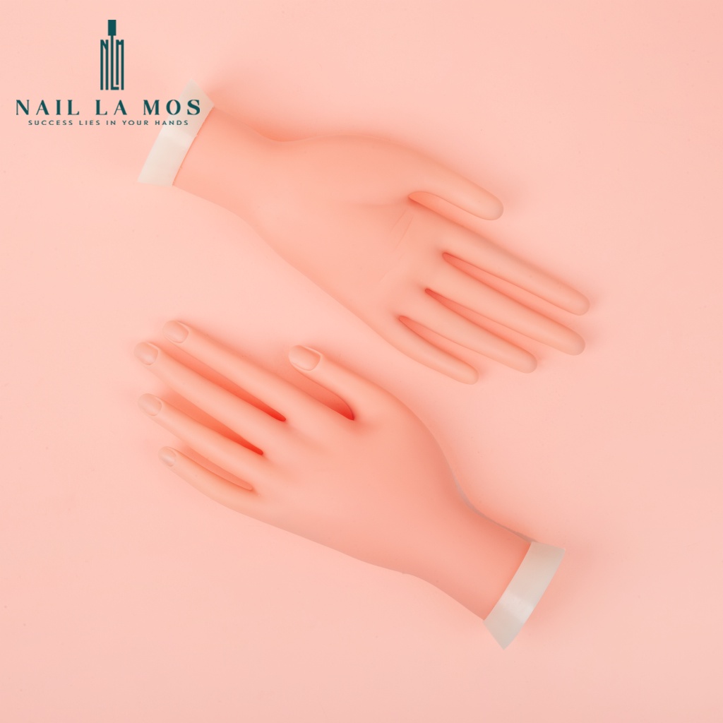 Bàn tay giả silicone tập làm nail - loại khớp dẻo linh hoạt